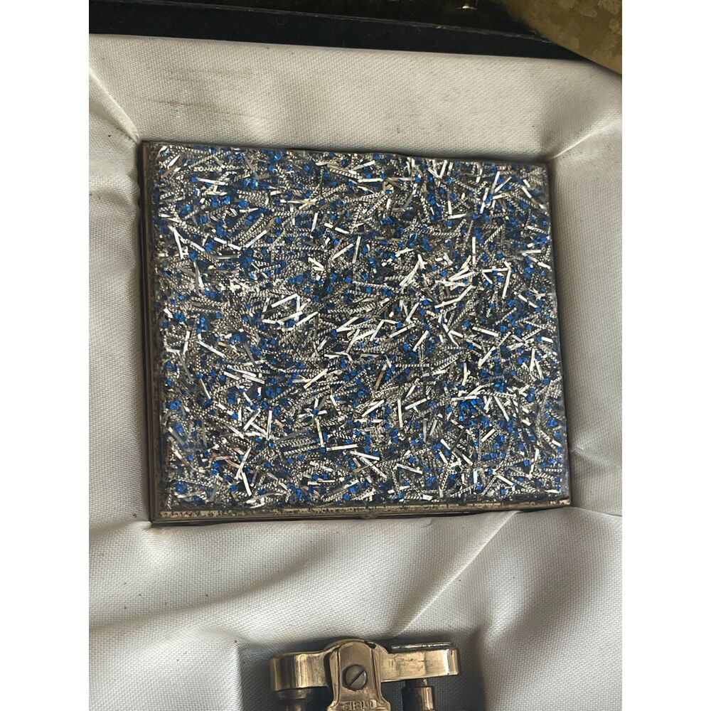 RARE Vintage 50s Confetti Lucite Powder Compact, Field Lighter & Cig Case BOXED - Picture 3 of 14